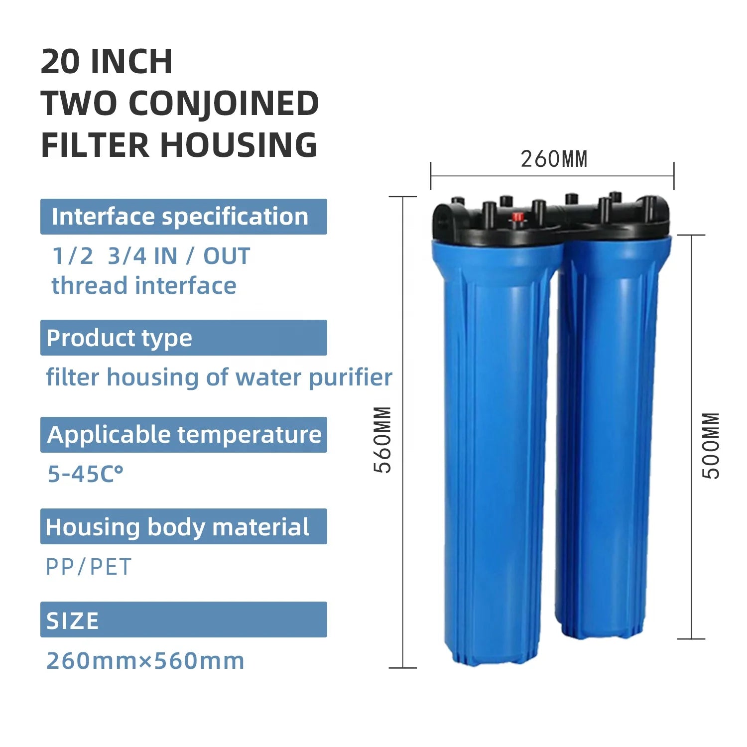 China Manufacture Single Water Filter Housing Double Stage 3 Stage Filter Housing