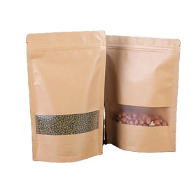 Printed Packaging of Stand up Bag Kraft Paper Bags with Frosted Window