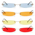 Narrow Sunglasses Men Rimless Summer Red Blue Black Rectangle Sun Glasses for Women Small Face Hot Selling 2025