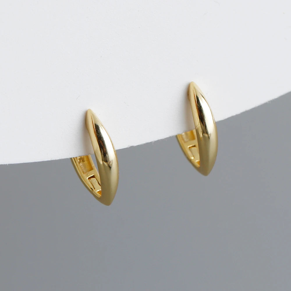 Fashion Jewelry 925 Silver Plain Chic Punk Hoop Earrings Jewelry 18K Gold Plated Sterling Silver  Hoop Earrings for Women