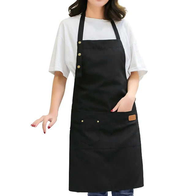 Waterproof Canvas Advertising Apron with Fixed logo Adjustable Neck Hanging Restaurant Coffee Shop Work Clothes Aprons