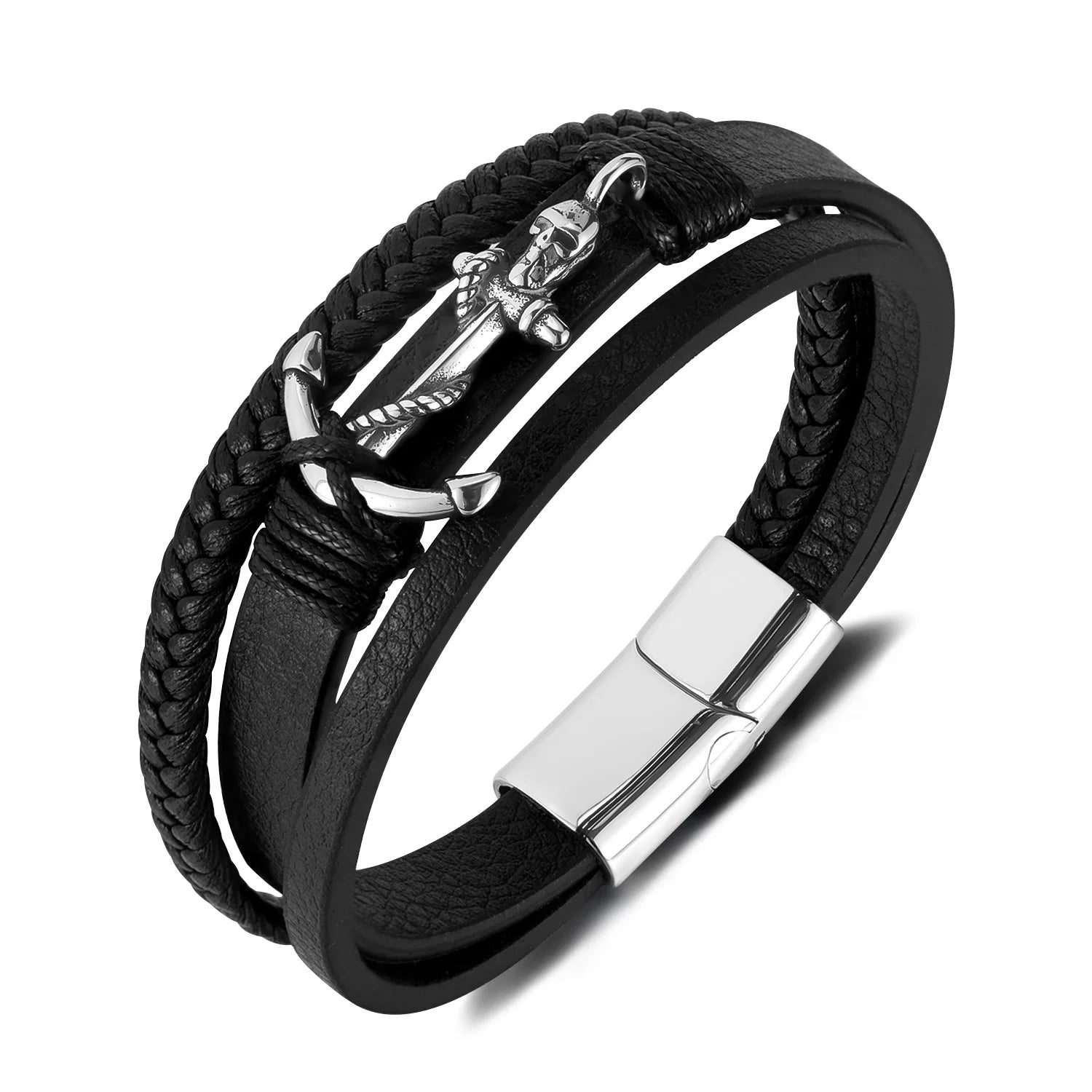 Fashion Trend Jewelry Unisex Anchor Charm Bracelet Woven Multi-layer Winding Punk Style Gift YUNSE PH1618