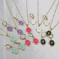 Fashion New in Custom Candy Color Stainless Steel Jewelry Set 18k Gold Plated Waterproof Pendant Necklace Earrings for Women