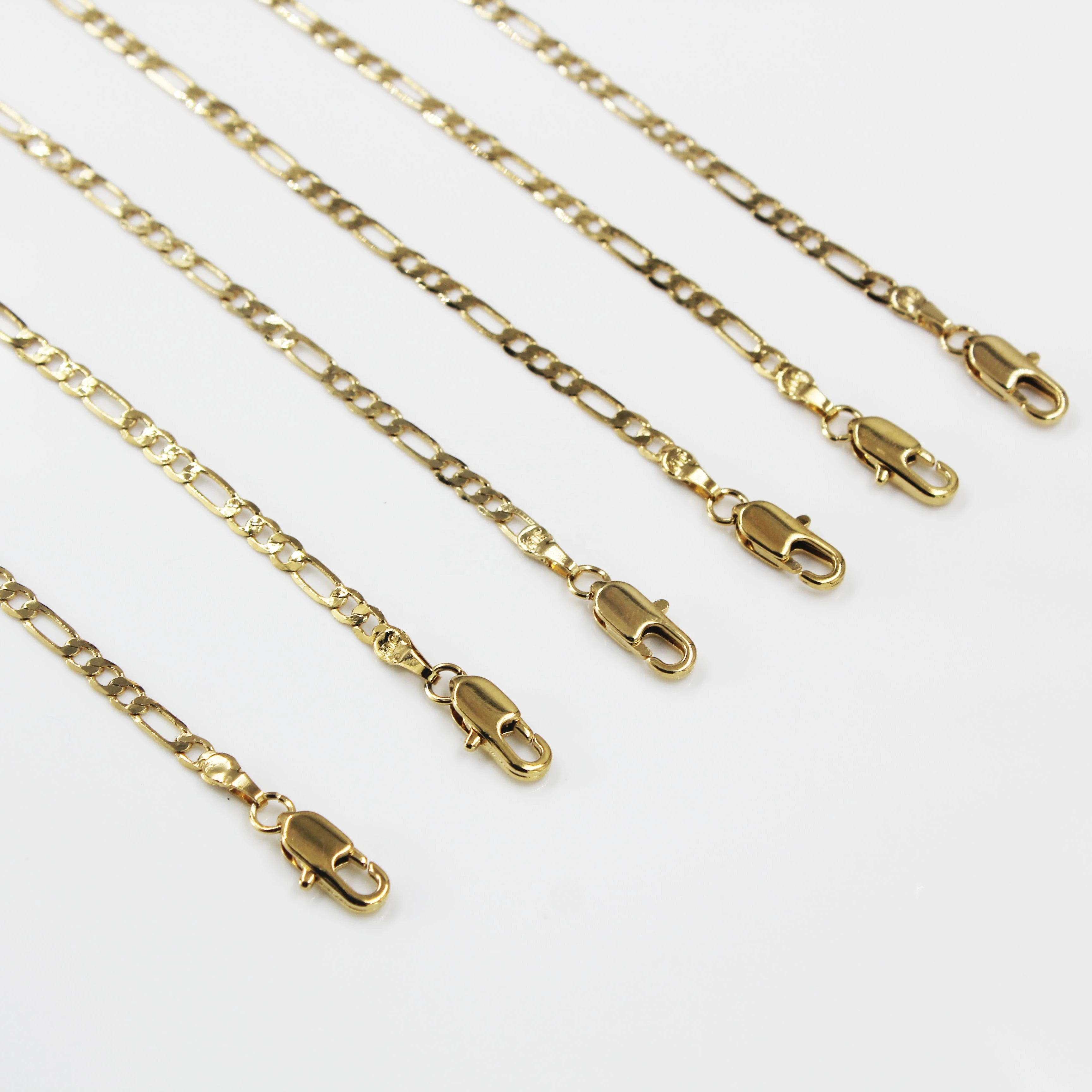 BMZ 2025 60cm*0.25cm Hot Selling Vacuum Real Gold IP Plating Gold Filled Figaro Chain 2 Years Guaranteed 14k Gold Figaro Chain