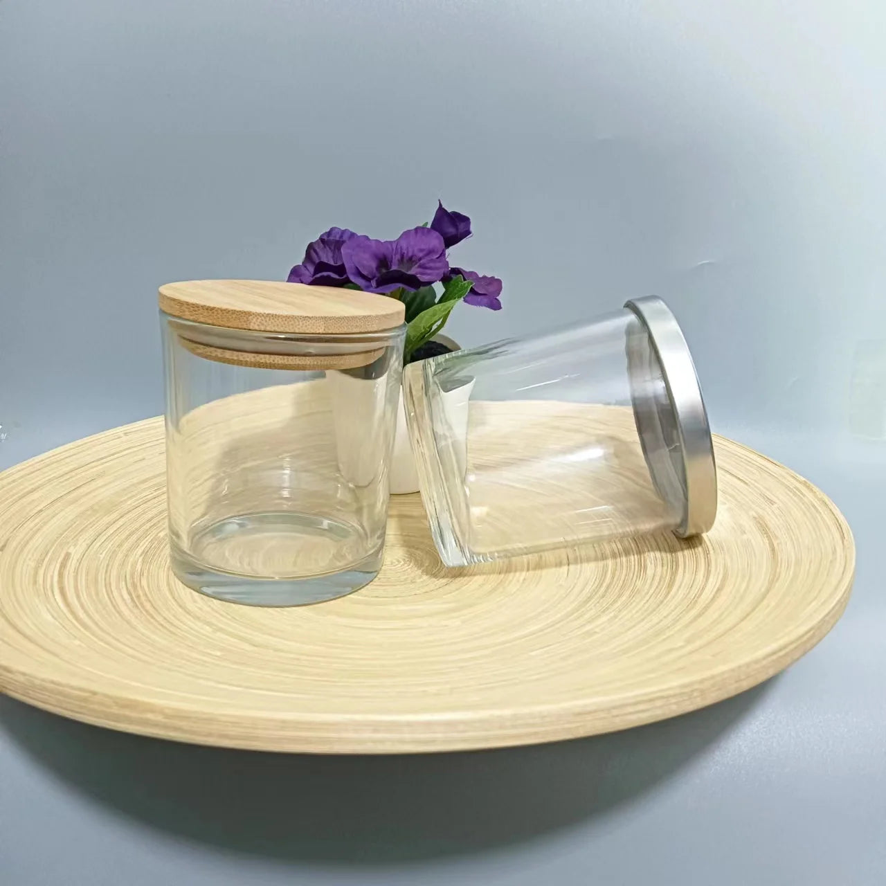 Hot Selling 7oz 8oz 10oz 14oz Unique Candle Glass Jars Crystal Candle Holders for Christmas Gift and Decoration