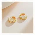 Italian Filigree Jewelry S925 Sliver Handmade Brushed Jewelry Gold Plated Zircon Inlaid Chunky Hoop Earrings for Women