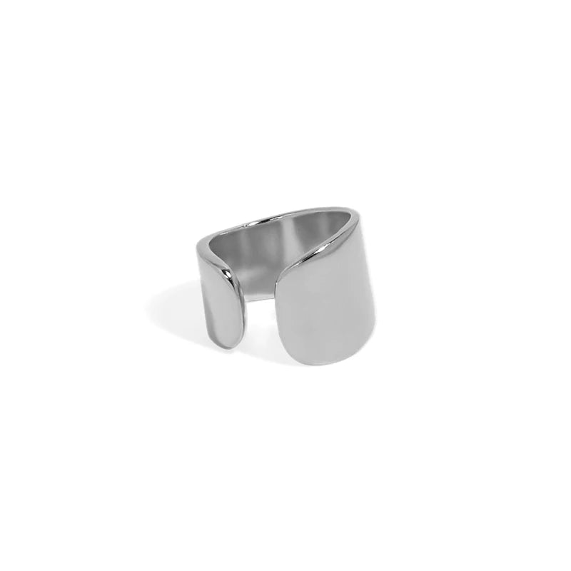 WMEA618 Right or Left Ear Polished Sterling Silver Adjustable 9mm Wide Band Ear Wrap Cuff Earring  No Piercing Required