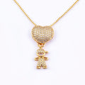 QIKU New Design Luxury Boy Girl Heart Pendant Copper Zircon Crystal Necklace Chain Charm Jewelry Mother's Day Gift Wholesale