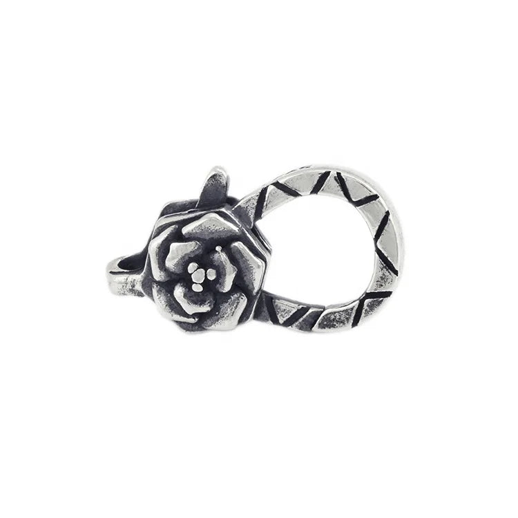 18x10mm Antique Finishing Oxidized Silver Romantic Rose Jewellery Clasps Silver 925 Large Lobster Clasp