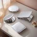 Private Logo Stainless Steel Magnetic Opening Pocket Portable Cosmetic Square Round Shape Folding Double-Sided Makeup Mirror