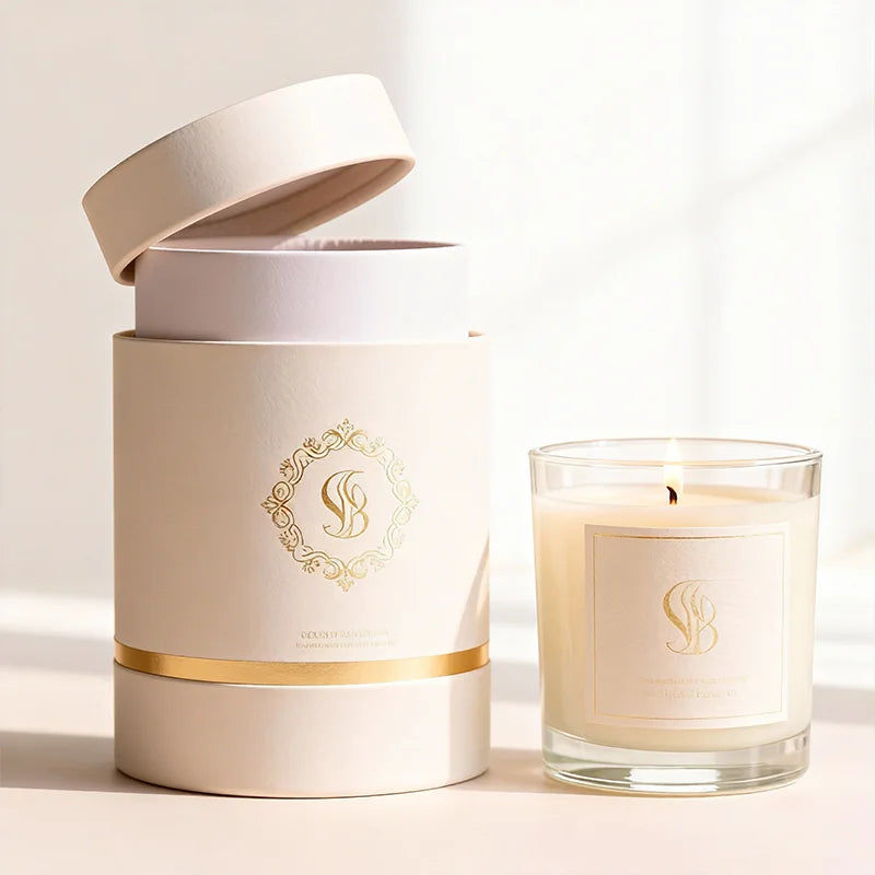 Custom logo High-end Cardboard Cylinder Handmade Curled Edge Packaging Scented Candle Jar Container Gift Kraft Paper Tube