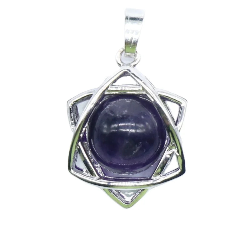 Huiying Natural jade amethyst pendant top quality polished six-pointed star quartz crystal stone jewelry for gift Jewelry