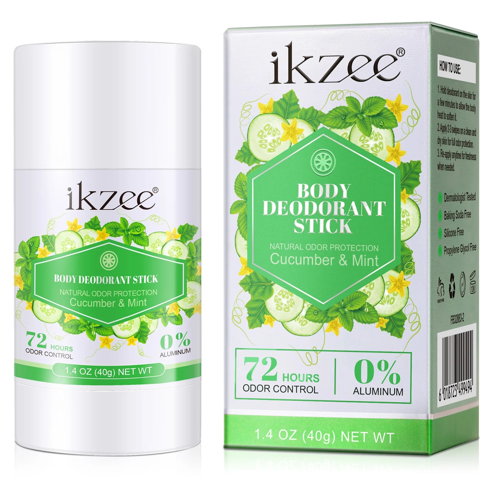 IKZEE Private Label 40g Organic Cucumber Mint Reusable Underarm Natural Men Lady Speed Stick Deodorantbody Deodorant Stick
