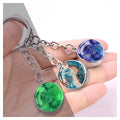 Colorful Stone Patterns Keychain Luminous Gemstone Pendant Glass Crystal Ball Jewelry Metal Key Chains