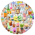 Newly 50PCS Cartoon Bubble Tea Drink Decals Pearl Milk Cute Boba Tea Sticker