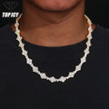 12mm Big Honeycomb Necklace Iced Out Chunky Necklace 18K Gold Plated 5A CZ Hip Hop Jewelry Men's Necklace