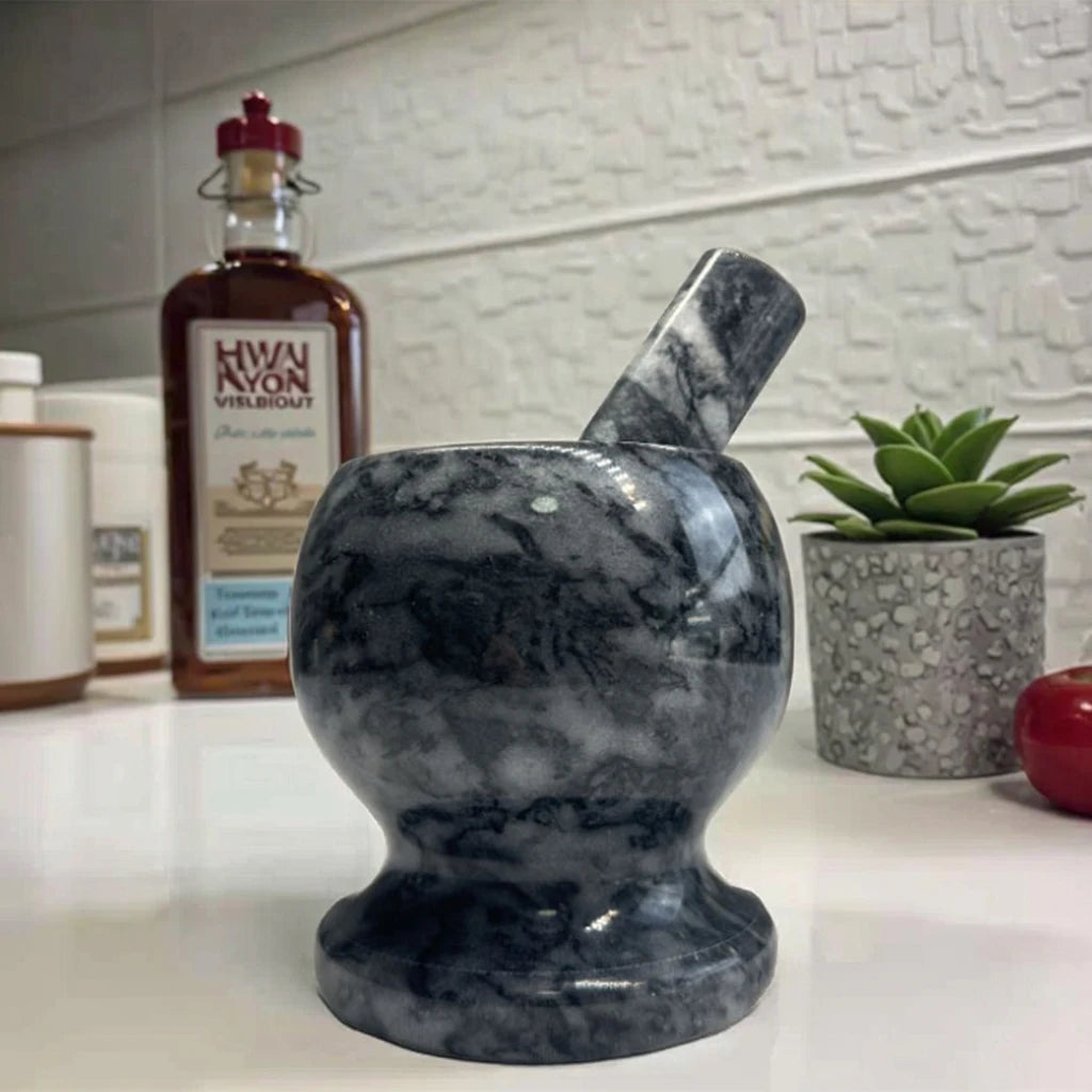 FengQi Factory Price 10.5x10.5cm Eco-Friendly Marble Mortar and Pestle Herb & Spice Tool for Restaurants