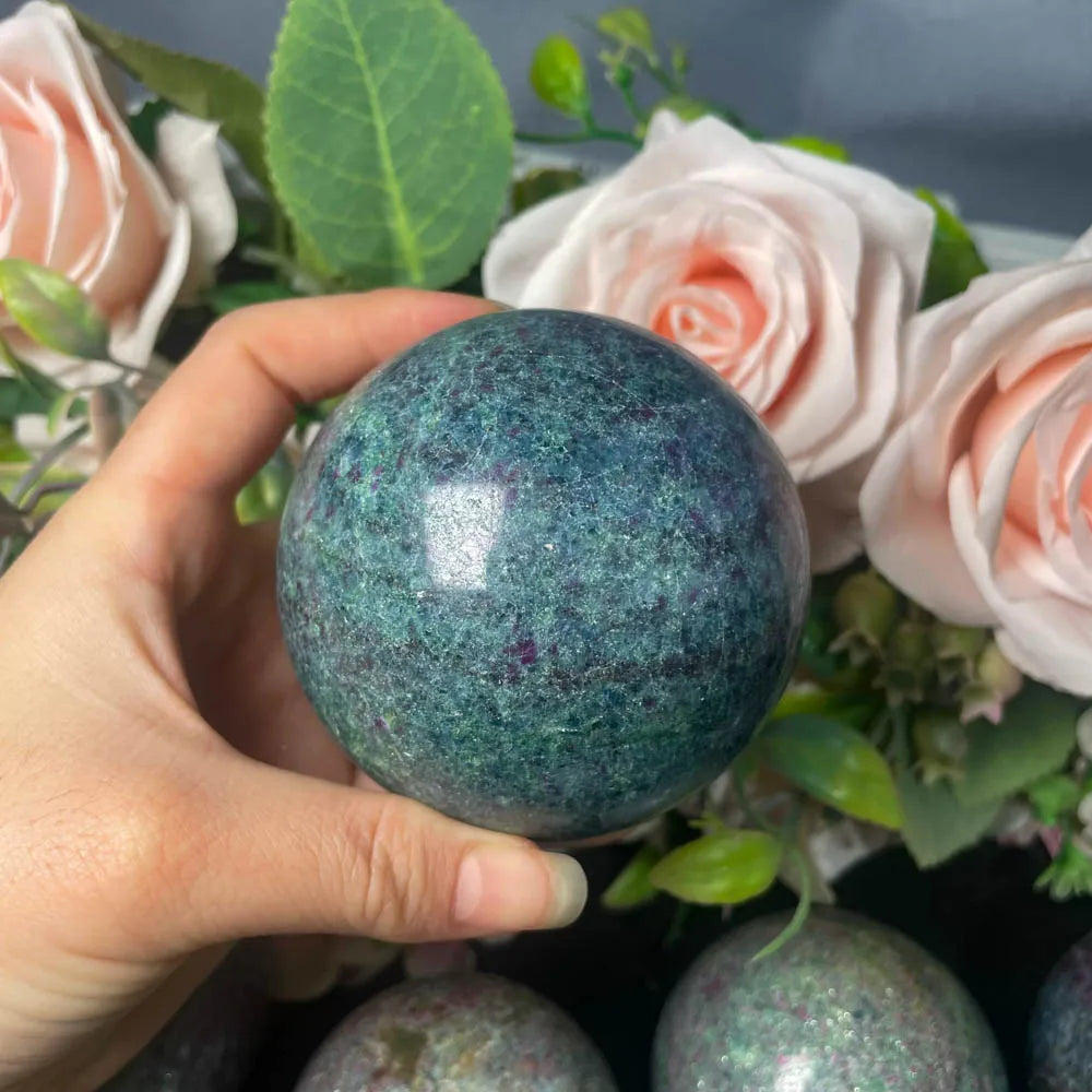 Wholesale Natural Crystal Ruby in Kyanite Ball Healing Stone Ruby in Fuchsite Sphere for Home Decoration