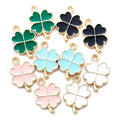 Multi Color Enamel Four Leaf Clover Charms Gold Color Plated DIY Making Necklace Bracelets Jewelry Accessories