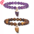 Crystal Beads Natural Stone Moon Stainless Steel Spacer Bracelet Gemstone Crystal Beads Bracelet for Women