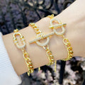 Trendy Simple Design Zircon Inlaid Clasp Charm Bracelets Hypoallergenic Gold Cuban Link Chain Bracelet for Women Girls