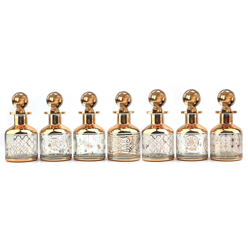 Wide Mouth Aromatherapy Display Bottle 180ml Golden Essential Oil Bottle Cosmetic Gold Glass Screen Printing Cosmetic Dubai