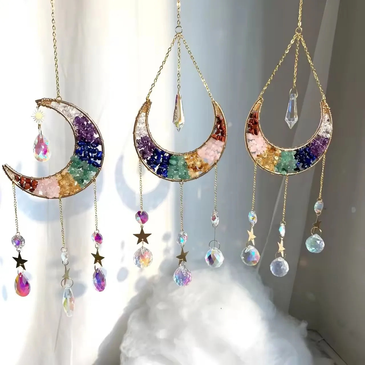Wholesale Hongzhuo Ball & Globe Decorative Wind Chime Seven-Color Gravel Bead Crystal Carved Engraved Love Flower Eco-friendly