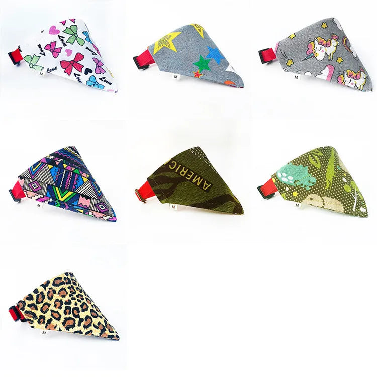 Eco-Friendly Hot Sale Printed Fashion Cute Ten Piece Pack Dog Collar Bandana for Pets
