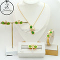 Gemstone Heavy Bridal Luxury Necklace Stainless Steel Saudi Dubai Gold Plated Women Jewelry Girl Gift Sets