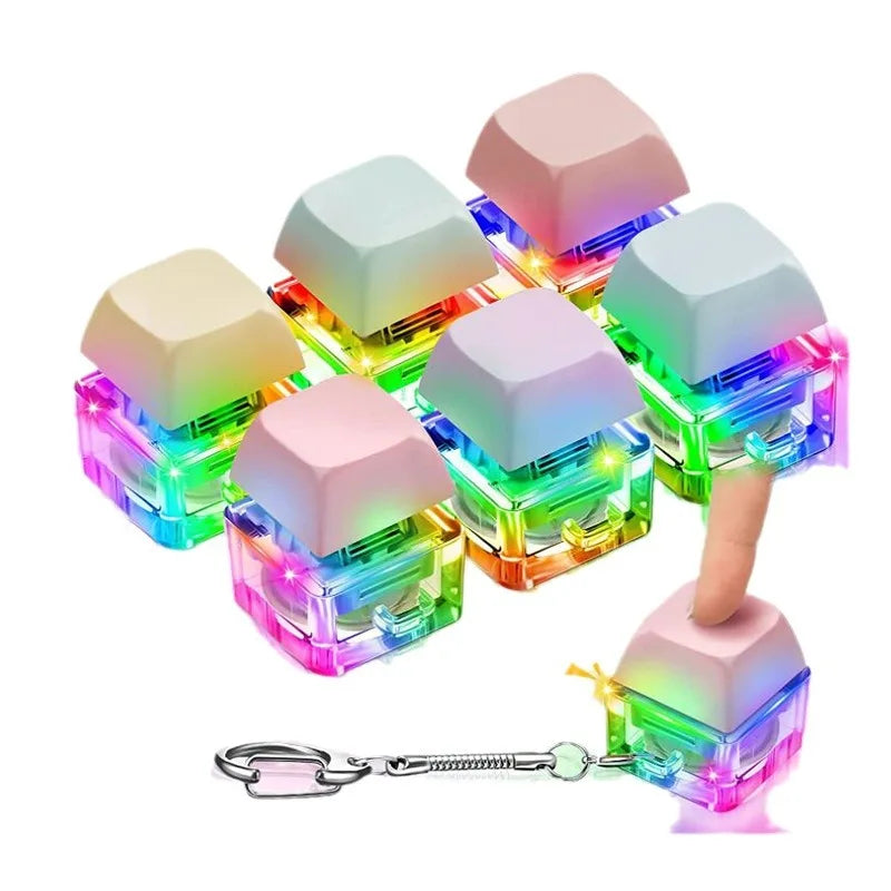 LED Light up Macaron Keycap Clicker Keyboard Led Light Keycap Fidget Clicker Decompresion Toys Keychain