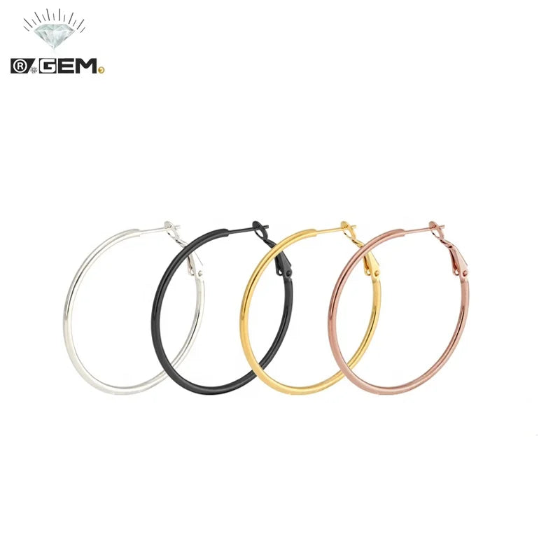 R.Gem. Wholesale Exaggerate Not Tarnishing Stainless Steel Gold Plated Oversize Large Hoop Earrings for Women