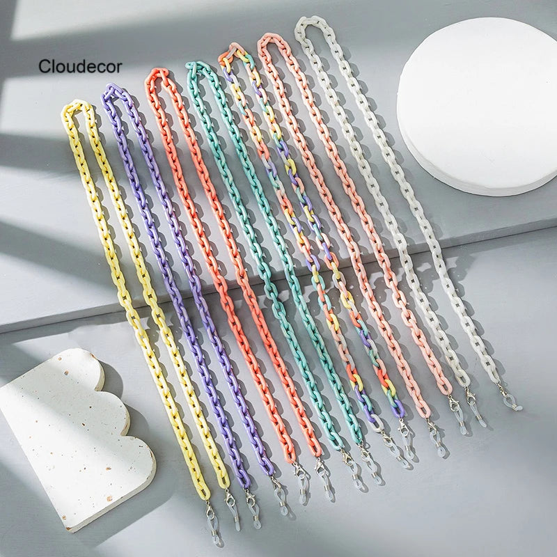 Spring Macarone Color Acrylic Chain for Glasses Chain New Fashion Cartoon Sunglasses Holder Strap Acrylic Eyewear Strap Chain