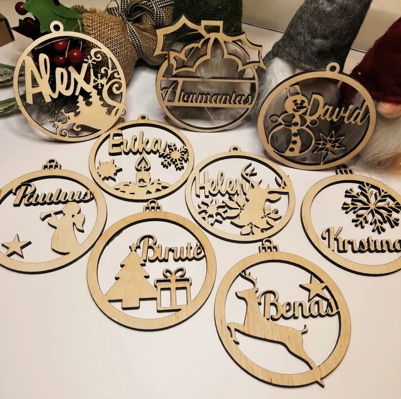Factory Direct Sale of Laser-Cut Wooden Christmas Pendants Elegant Christmas Decorations