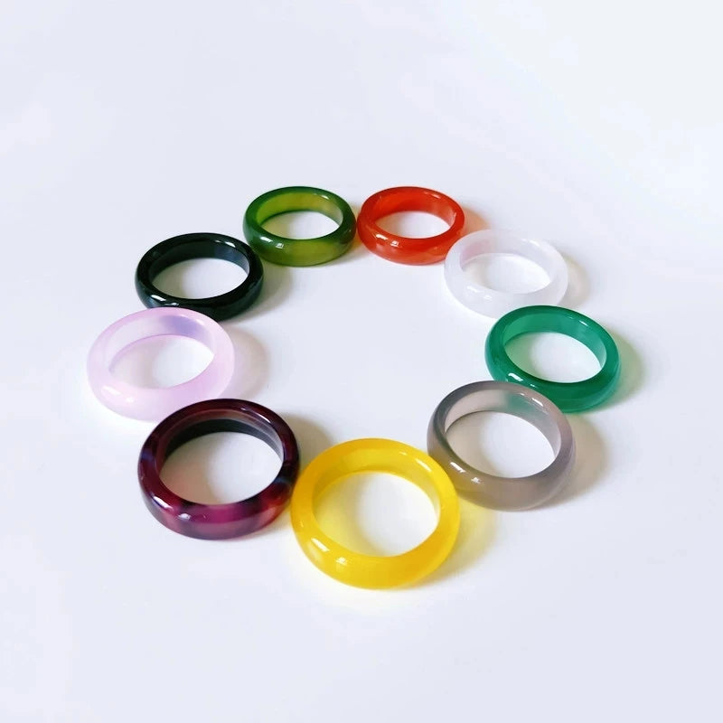 Natural Stone Joint Rings Hot Sale Trendy Claw Setting Green Aventurine Turquoise Topaz Jade Gift & Wedding Rings