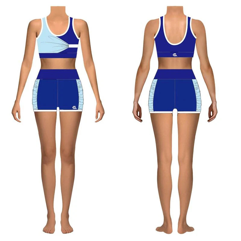Dance Team Bra Custom Warm up Cheer Practice Uniforms Wholesale Sportswear Top and Shorts for Girls Kids