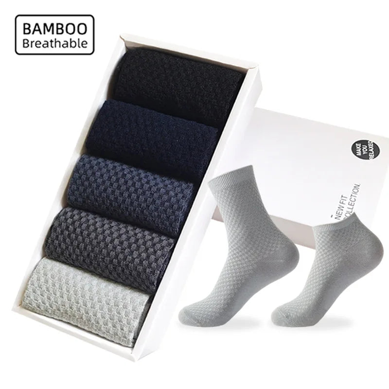 Wholesale Bamboo Fiber Men's Socks Four Seasons Business Mid-tube Socks
