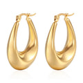 European and American Fashion New Stainless Steel 18K Gold Plated Hollow Oval Glossy U-Shaped Big Earrings Women Waterproof