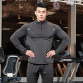 Men Sportswear Long Sleeve 1/4 Zip Shirts Running Fitness Set Training Clothes Jogging Exercise Gym Shirts Top MegaBDM