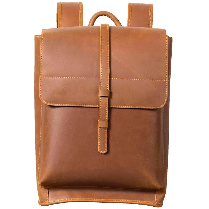 Luxury Comfortable Genuine Leather Daily School 15 Inch Laptop Travel Backpacks for Men