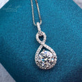 Silver 925 Original 1 Carat Round Brilliant Cut Diamond Test Past D Color FL Moissanite Bowknot Pendant Necklace Fine Jewelry