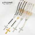 Hip Hop Christian Jesus Cross Pendant Necklace Beaded Cross Necklace Stainless Steel