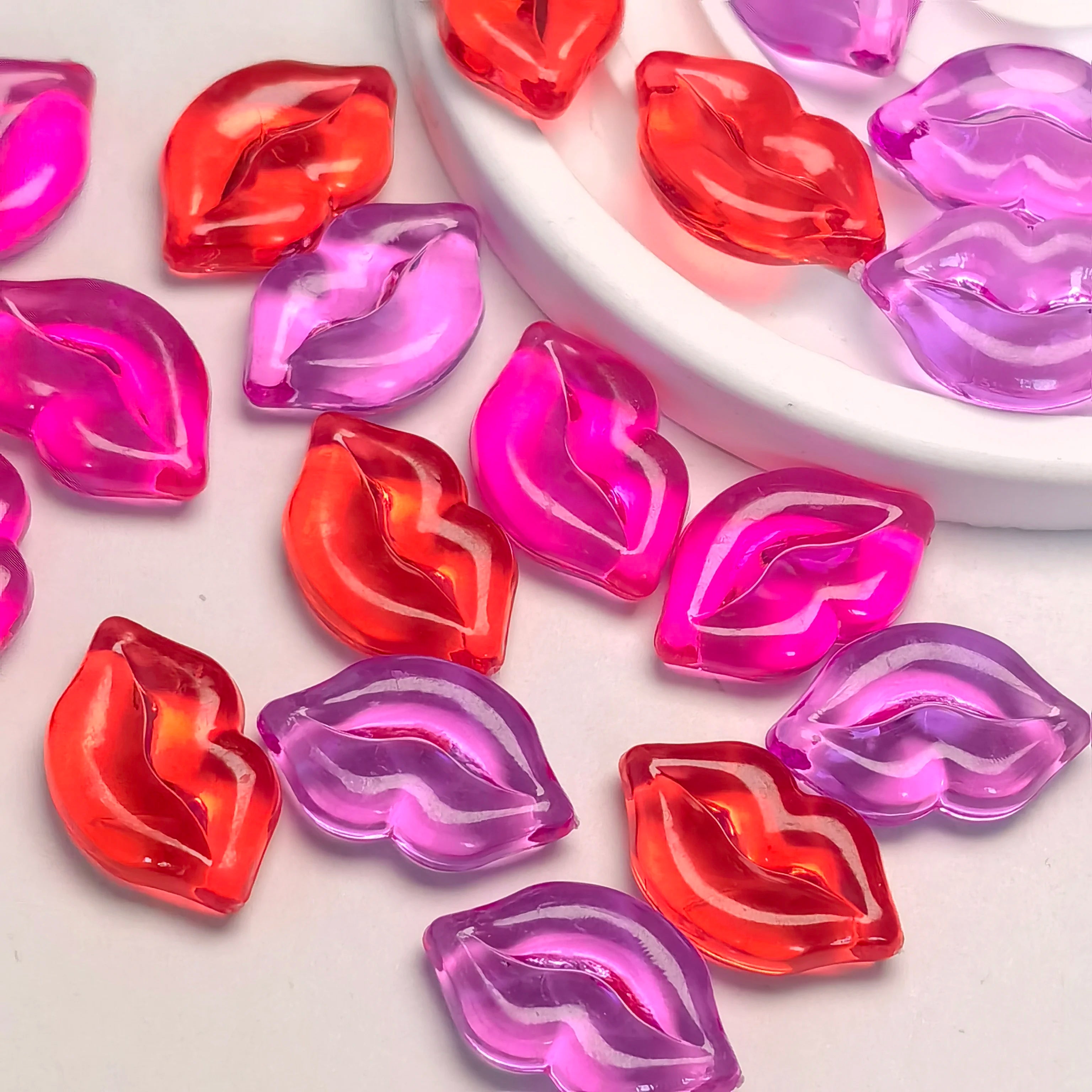 Red Resin Lip Decoration Craft Flat Back Cabochon Embellishments for Scrap Booking Kawaii Cute D I Y  Accessories