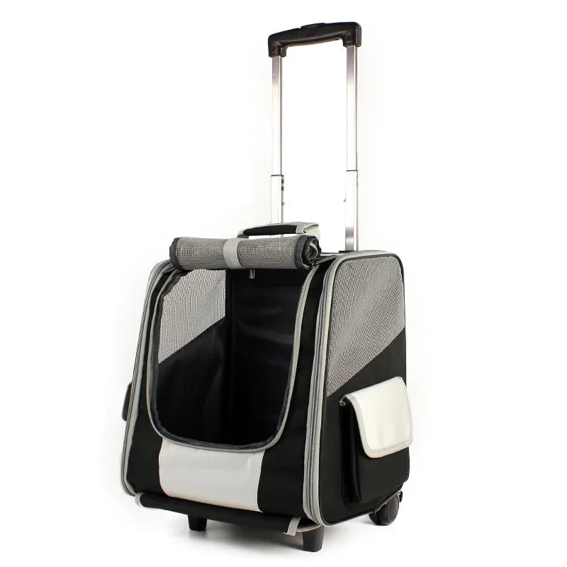 Travel Bag Dog Cart Backpack Waterproof Pet Rolling Trolley Dog Carrier Backpack Mesh Travel Bag With Wheels for Puppies Cat