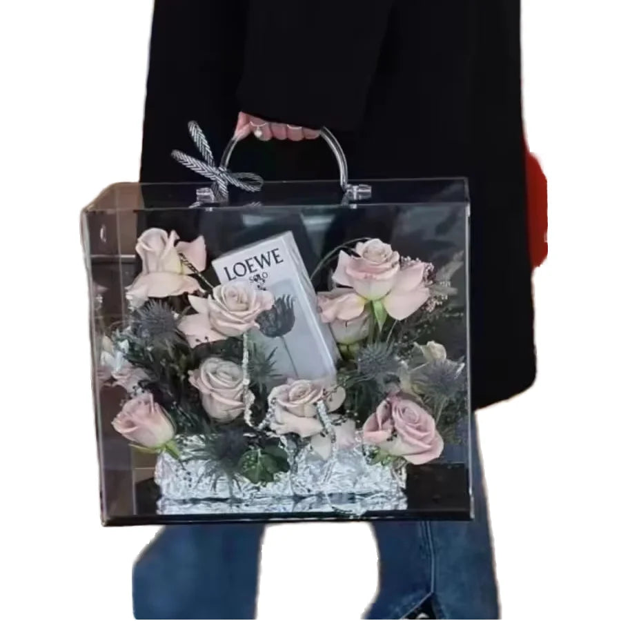 Black Base Plastic Modern Eco-Friendly Handmade Decorative Counter Top Vase Large Capacity Portable Valentine's Day Gift Vase