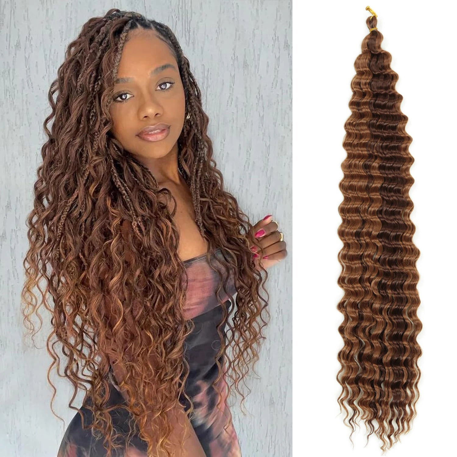 Ocean Wave Crochet Hair Long Deep Wave Curly Braiding Hair 30 Inch Soft Synthetic Curly Crochet Hair for Women