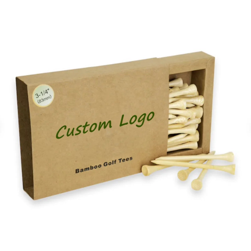 Hot Sales Customize Golf Tee Wood Bamboo 83mm 70mm Printed Logo OEM Unbreakable Bulk Biodegradable Natural Wood Golf Tees