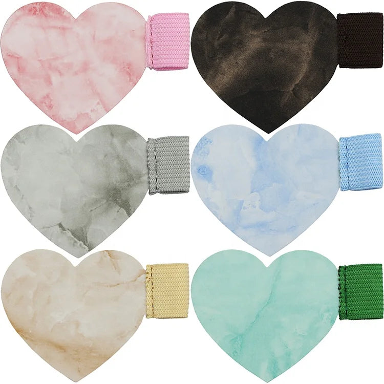 Fashion Durable Self-Adhesive Elastic Pen Loop Heart-Shape Pu Leather Marble Pen Holder