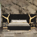 Hot Selling Design Custom Mirrored Nightstand Black Gold Modern Luxury Bedroom Furniture with 2 Drawers Nightstand