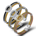 Popular Men Women Steel Wire Rope Bracelet Three-color Diamond Cuff Stainless Steel Bracelet Wristband