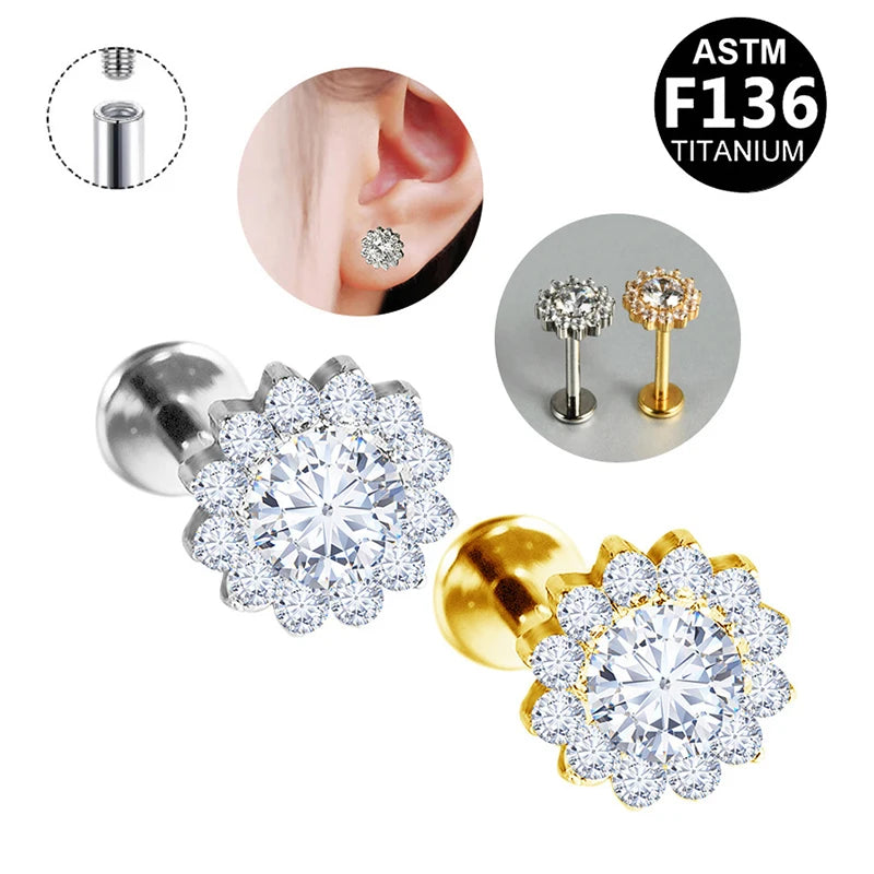 Gaby 2024 More Popular ASTM-f136 Titanium  Internal Threaded Piercing  Earrings for Cartilage Piercing Jewelry